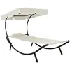 Image de vidaXL Chaise Longue Auvent Blanc Crème