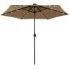 Image de vidaXL Parasol de jardin avec lumières LED et mât en aluminium taupe