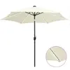 Image de vidaXL Parasol de jardin et lumières LED mât en aluminium blanc sable
