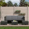 Image de vidaXL Salon de jardin 4 pcs - Résine tressée gris