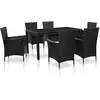 Image de vidaXL Ensemble à manger d'extérieur 7 pcs - Résine tressée Noir