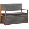 Image de vidaXL Banc de rangement - Résine tressée, gris