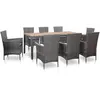 Image de vidaXL Ensemble à manger d'extérieur 9 pcs - Résine tressée grise