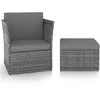 Image de vidaXL Chaise de jardin avec tabouret - Résine tressée
