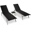 Image de vidaXL Chaises longues avec table - Noir
