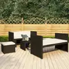 Image de vidaXL Salon de jardin 5pcs Résine tressée Noir