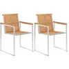 Image de vidaXL Chaises de jardin lot de 2 Bois teck solide et acier inoxydable