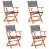 Image de vidaXL Chaises pliables de jardin - Gris - Eucalyptus - Lot de 4