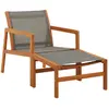 Image de vidaXL Chaise de jardin et repose-pied - Gris