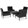 Image de vidaXL Salon de jardin 5 pcs - Résine tressée Noir