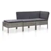 Image de VIDAXL Salon de jardin 3 pcs avec coussins - Résine tressée Gris