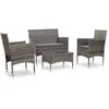 Image de vidaXL Salon de jardin 4 pcs résine tressée gris