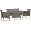 Image de vidaXL Salon de jardin 4 pcs résine tressée gris