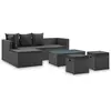 Image de vidaXL 4 pcs Résine tressée Noir