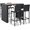 Image de vidaXL Ensemble de bar 5 pcs - Résine tressée et Bois d'acacia - Noir