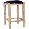 Image de VidaXL Tabouret de Bar Cuir de Chèvre et Bois de Teck