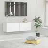 Image de vidaXL Meuble TV mural - Blanc - 100 cm - Bois d'ingénierie