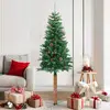 Image de vidaXL Sapin de Noël Mince 180 cm avec Bois et Cônes