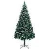 Image de vidaXL Sapin de Noël avec pommes de pin 210 cm - Vert et blanc