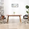 Image de vidaXL Chaises pivotantes bois courbé similicuir