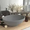 Image de vidaXL Lavabo Ovale de Luxe - Gris Clair Mat