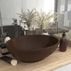 Image de vidaXL Lavabo Ovale - Marron Foncé Mat