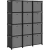 Image de vidaXL Étagère à 12 cubes - Noir/Tissu