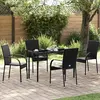 Image de vidaXL Chaises empilables d'extérieur - Lot de 4 - Résine tressée, Noir