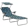 Image de vidaXL Chaise longue avec auvent - Motif feuilles