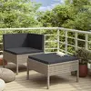 Image de vidaXL Salon de jardin 2 pcs avec coussins - Résine tressée gris