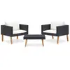 Image de vidaXL Salon de jardin 3 pcs - Noir