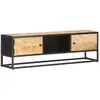 Image de vidaXL Meuble TV porte sculptée - Bois de manguier