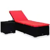 Image de VIDAXL Chaise longue avec coussin et table à thé résine tressée Rouge