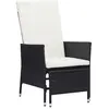 Image de vidaXL Chaise inclinable de jardin avec coussins - Résine tressée Noir