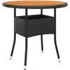 Image de VIDAXL Table de jardin Ø80x75 cm - Résine tressée/bois d'acacia noir