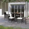 Image de vidaXL Jeu de chaise et tabouret de jardin - Noir