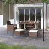 Image de vidaXL Jeu de chaises et tabourets 4 pcs - Résine tressée Marron