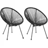 Image de vidaXL Chaises de jardin en forme de lune - Rotin - Noir - Lot de 2
