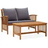 Image de vidaXL Salon de jardin 2 pcs avec coussins - Bois d'acacia solide Gris Foncé