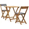 Image de vidaXL Meuble de bistro pliable 3 pcs et coussins Bois d'acacia