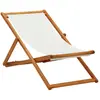 Image de VIDA Chaise pliable de plage en bois - Éucalyptus Blanc crème