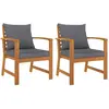 Image de vidaXL Chaises de jardin lot de 2 avec coussin gris foncé - Bois acacia