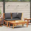 Image de vidaXL Salon de jardin 3pcs et coussin gris foncé Bois d'acacia
