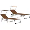 Image de vidaXL Lot de 2 chaises longues pliables - Marron