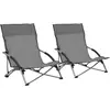 Image de vidaXL Chaises plage pliantes - Lot de 2 - Tissu Gris