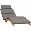 Image de vidaXL Chaise longue pliable - Teck et coussin gris foncé