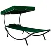 Image de vidaXL Chaise longue avec auvent et oreiller - Vert