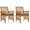Image de vidaXL Chaises à manger de jardin avec coussins - Lot de 2 - Acacia massif