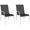 Image de vidaXL Chaises empilables de jardin - Acier et textilène noir lot de 2