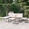 Image de vidaXL Salon de jardin 6 pcs avec coussins - Résine tressée Gris